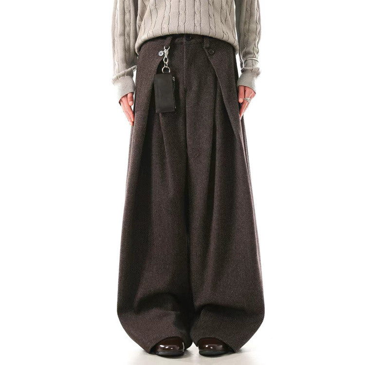 Retro Vintage-style Minimalist A-line Pleated Wool Suit Pants photo 3
