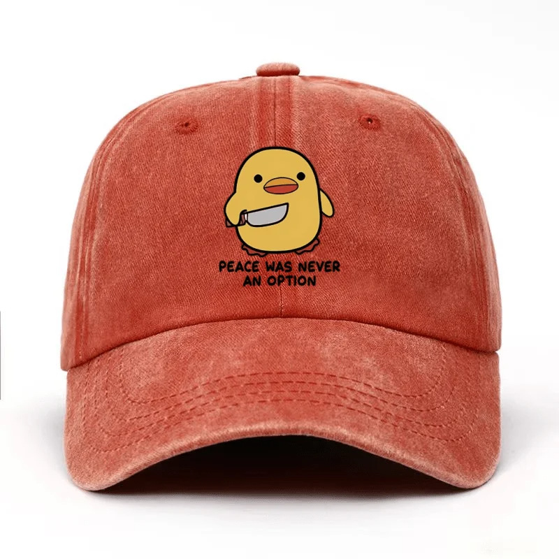 Playful Yellow Duck Print Washed And Distressed Baseball Cap With A Fun Peaked Brim photo 5