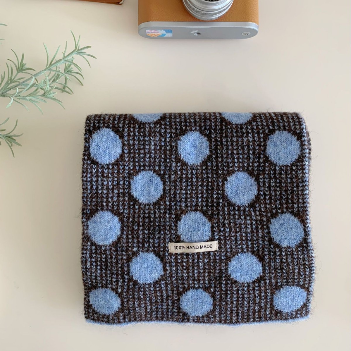Korean-style Retro Polka-dot Knitted Scarf For Women photo 7