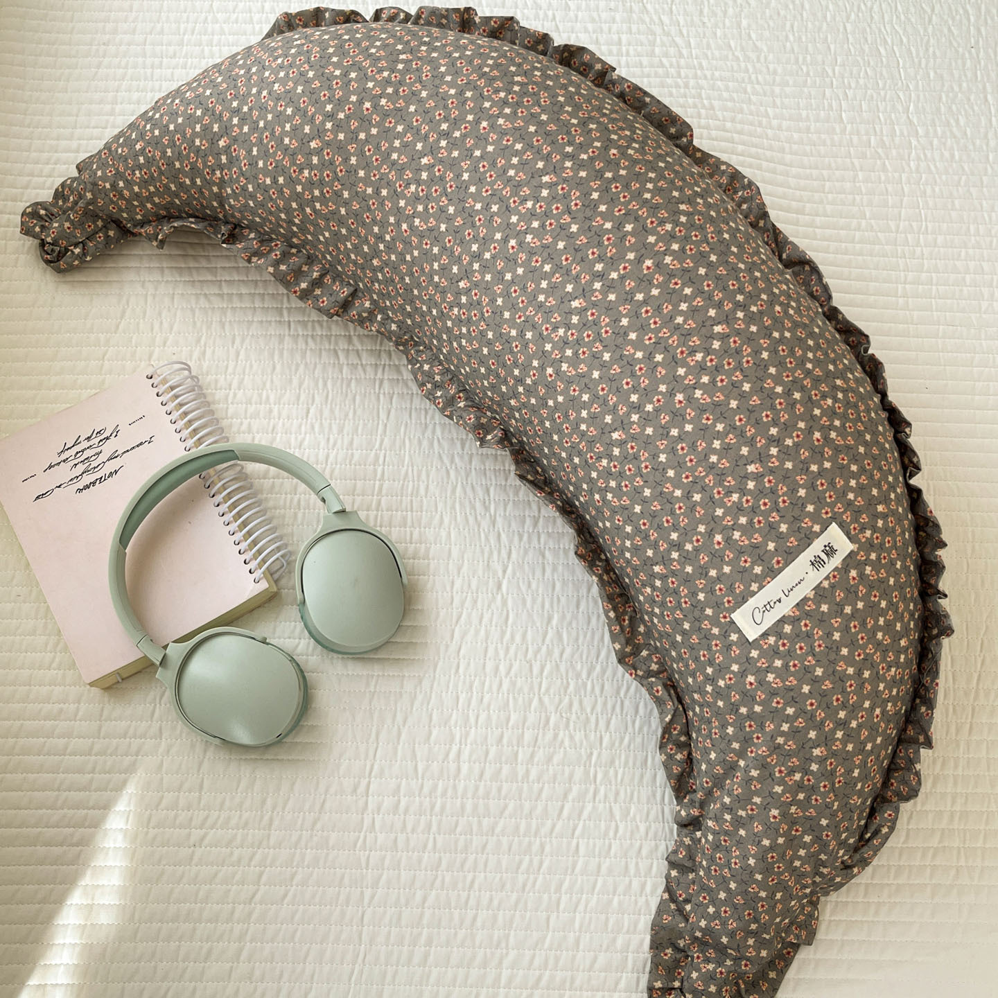 Multifunctional Cotton-linen Long Moon-shaped Pillow photo 5