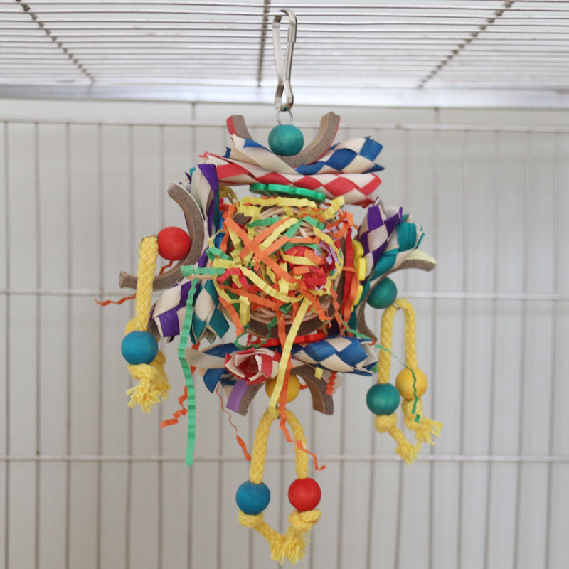 Colorful Vine Bal Paper Tube Bird Cage Decorative Pendant Parrot Toys photo 1