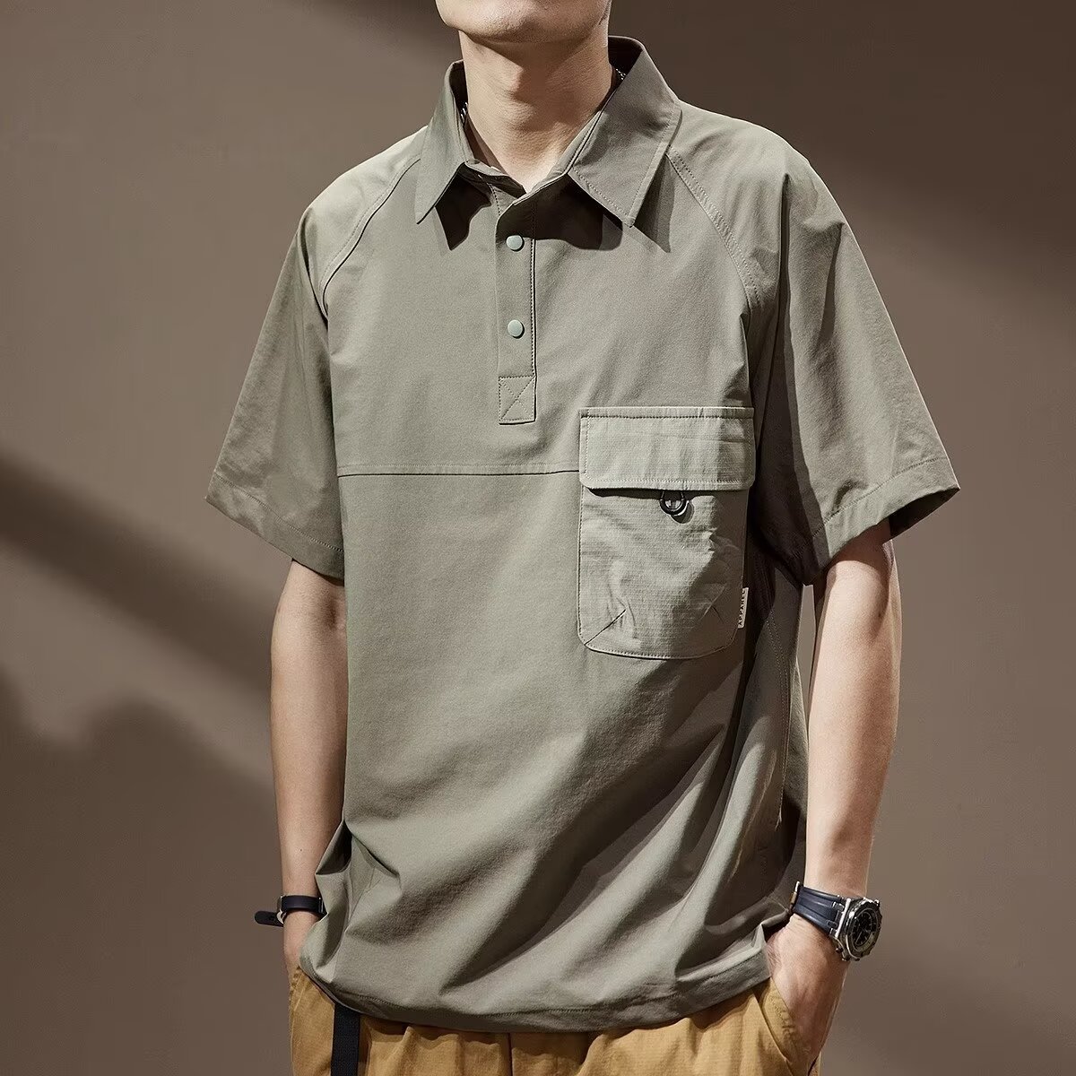 Mens Summer Retro Lapel Trendy T-Shirt photo 3