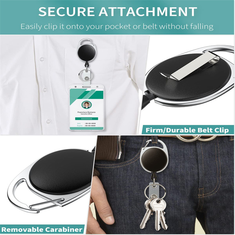 Plastic Vertical Card Holder Black Retractable Badge Clip Reel photo 1