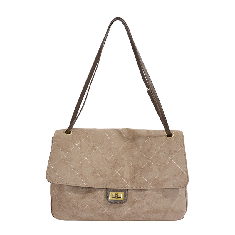 Matte Cowhide Chanel-style Chain Hobo Underarm Bag Large-capacity Commuter Shoulder Bag photo 7