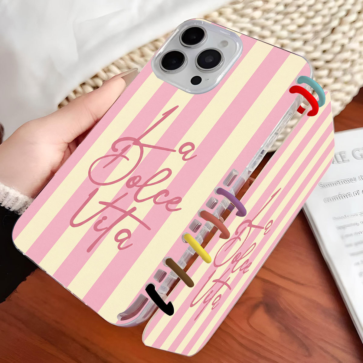 Powder Yellow Striped Notebook Flip Phone Case photo 1
