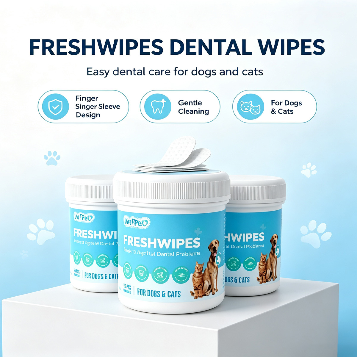 Pet Eye-Cleaning Finger Wipes For Cats And Dogs Removes Tear Stains photo 2