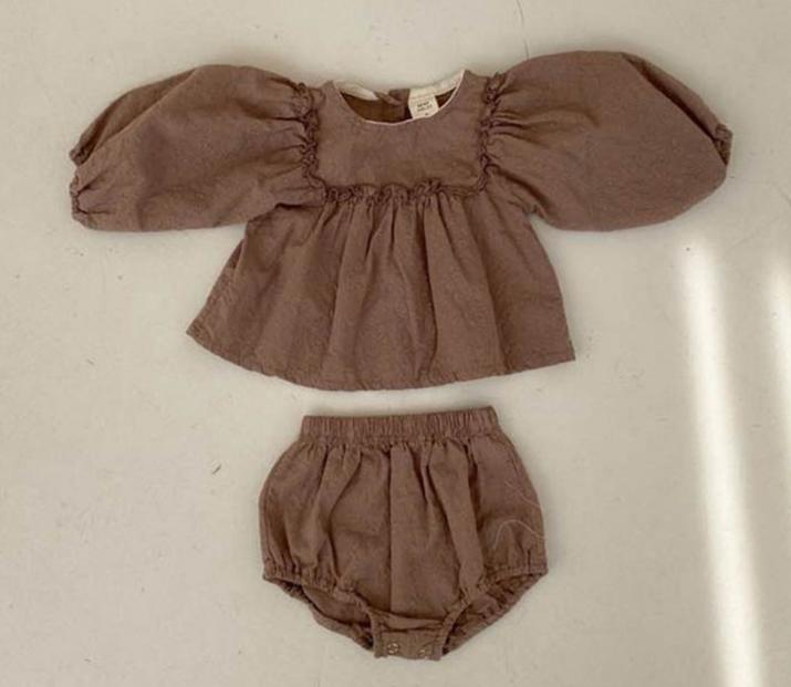 Embroidered Plaid Baby Girl Bloomers Set Cotton photo 2