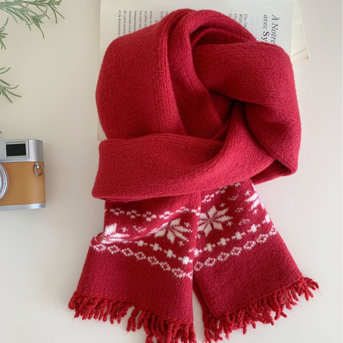 Fair Isle Wind-pattern Gray Knitted Scarf Couples Neck Warmer photo 5