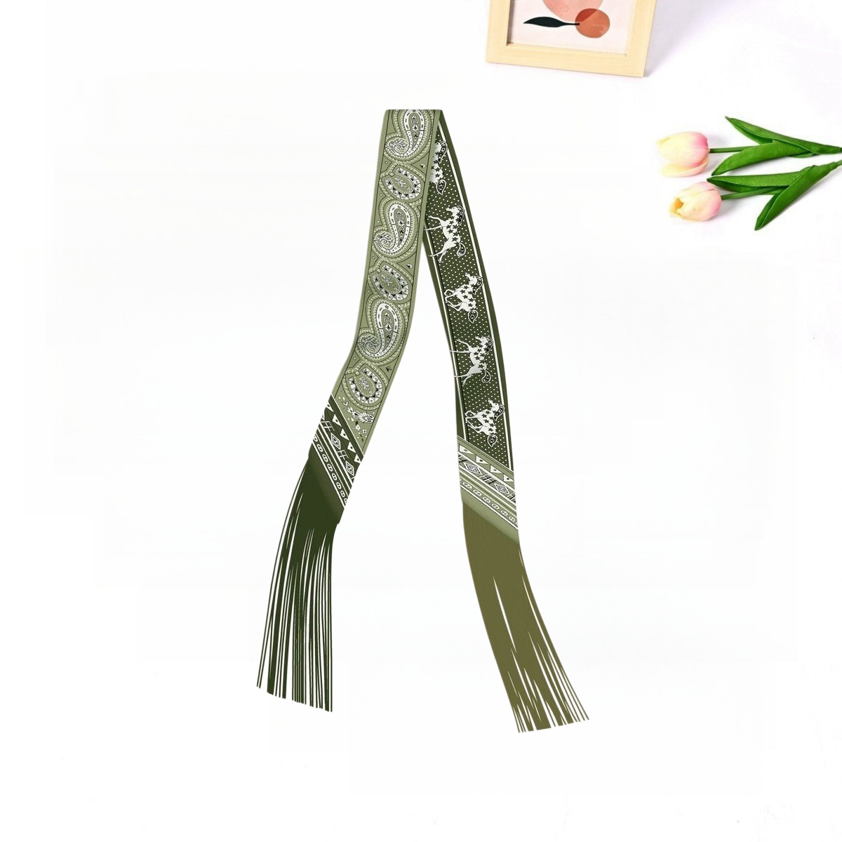Korean-style Trendy Twill Silk Ribbon Scarf For Women photo 3