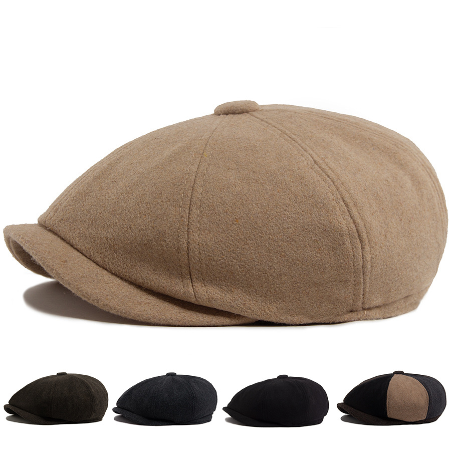 Solid-color Wool Octagonal Cap Mens British Beret photo 8