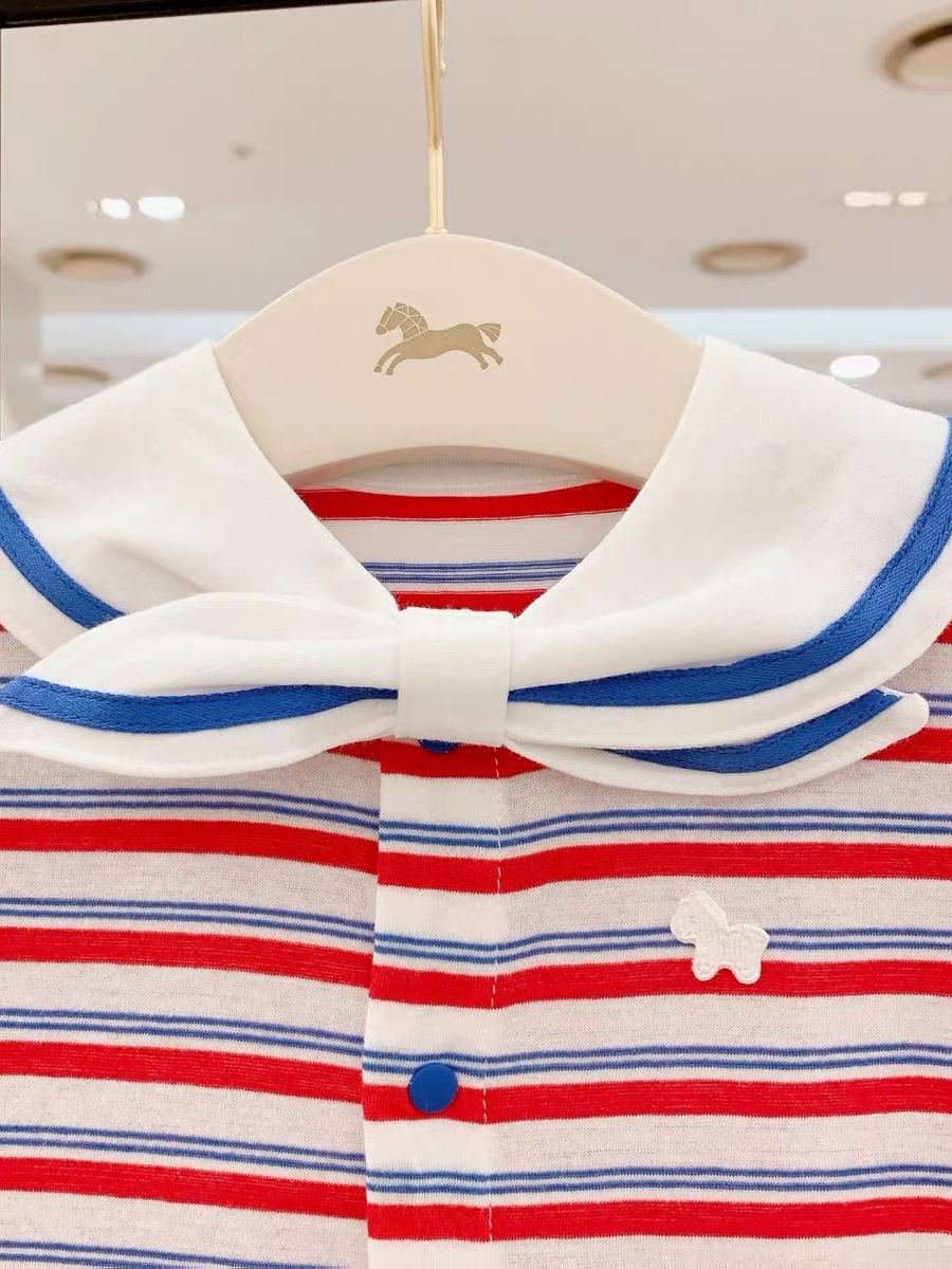 Little Flying Horse Baby Pure Cotton Cartoon Striped Onesie photo 3