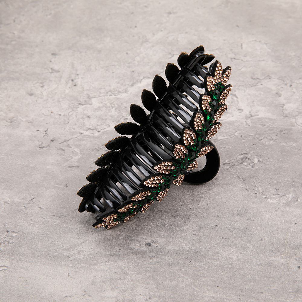Full-rhinestone Fan-shaped Flower Shark Clip Hair Accessory photo 5