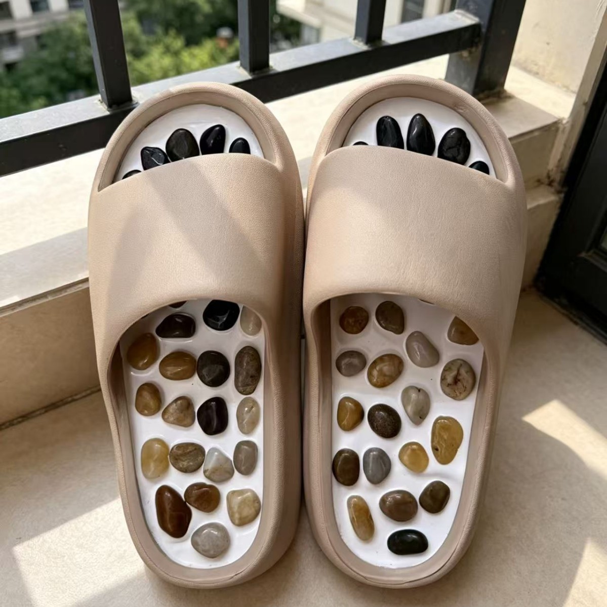 Pebble Massage Slippers With A Height-increasing Design For Home Use photo 1