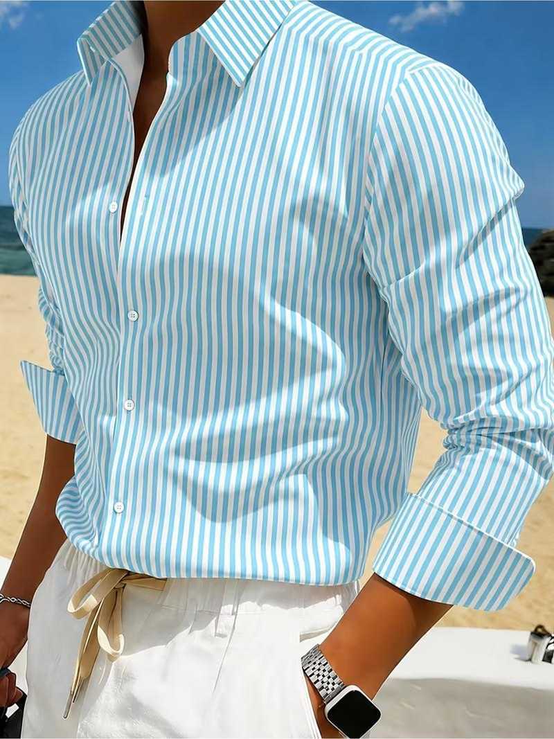 Men's Striped Long-sleeve Shirt For Summer photo 4