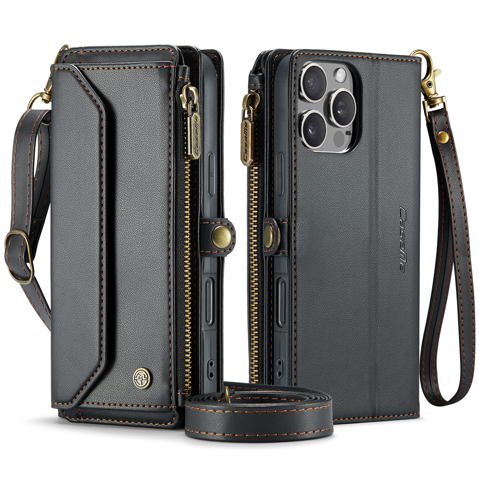 Multifunctional Solid-color Zippered Wallet Phone Case photo 7
