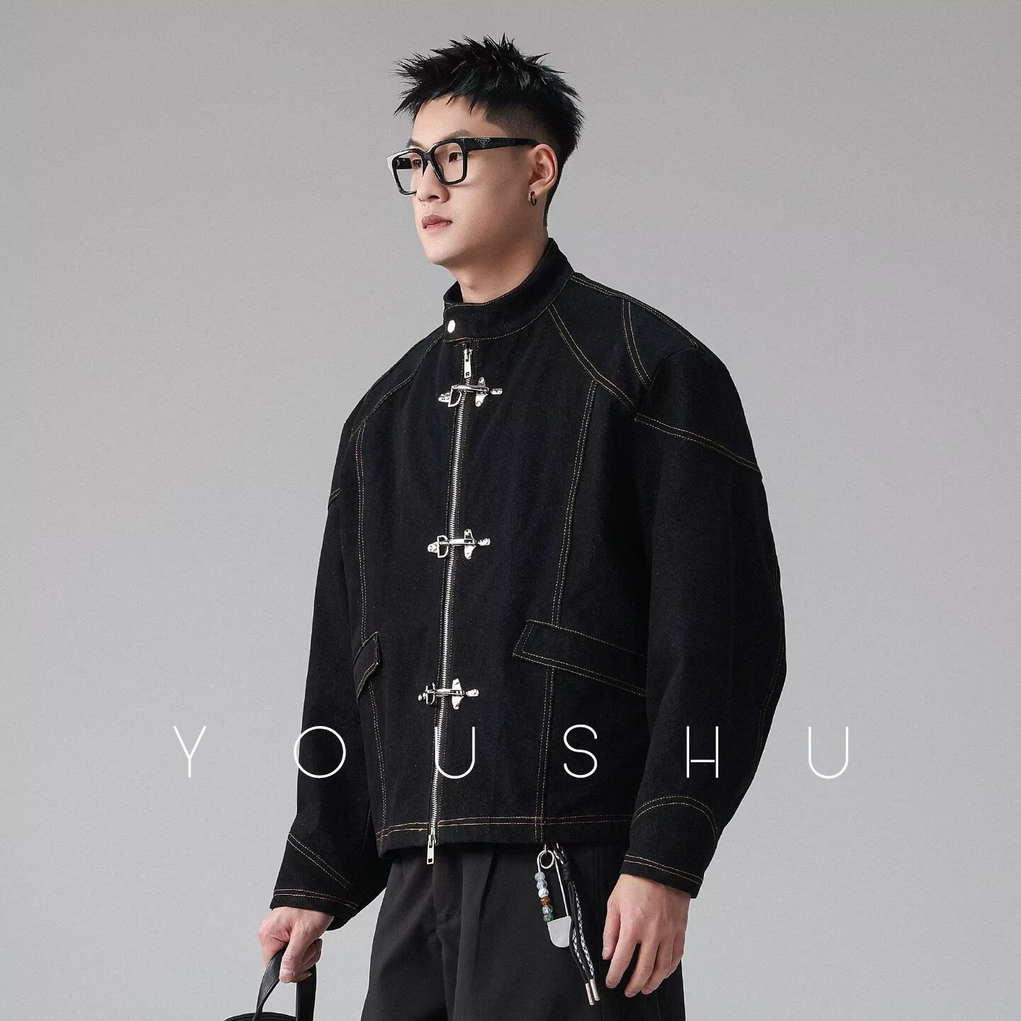 Men's Casual Vintage Distressed Stand-collar Work Jacket photo 2