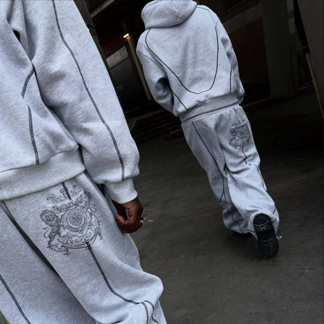 Street Hooded Cardigan Sweater Men's And Women's Same Loose Hooded Sweatpants Suit photo 2