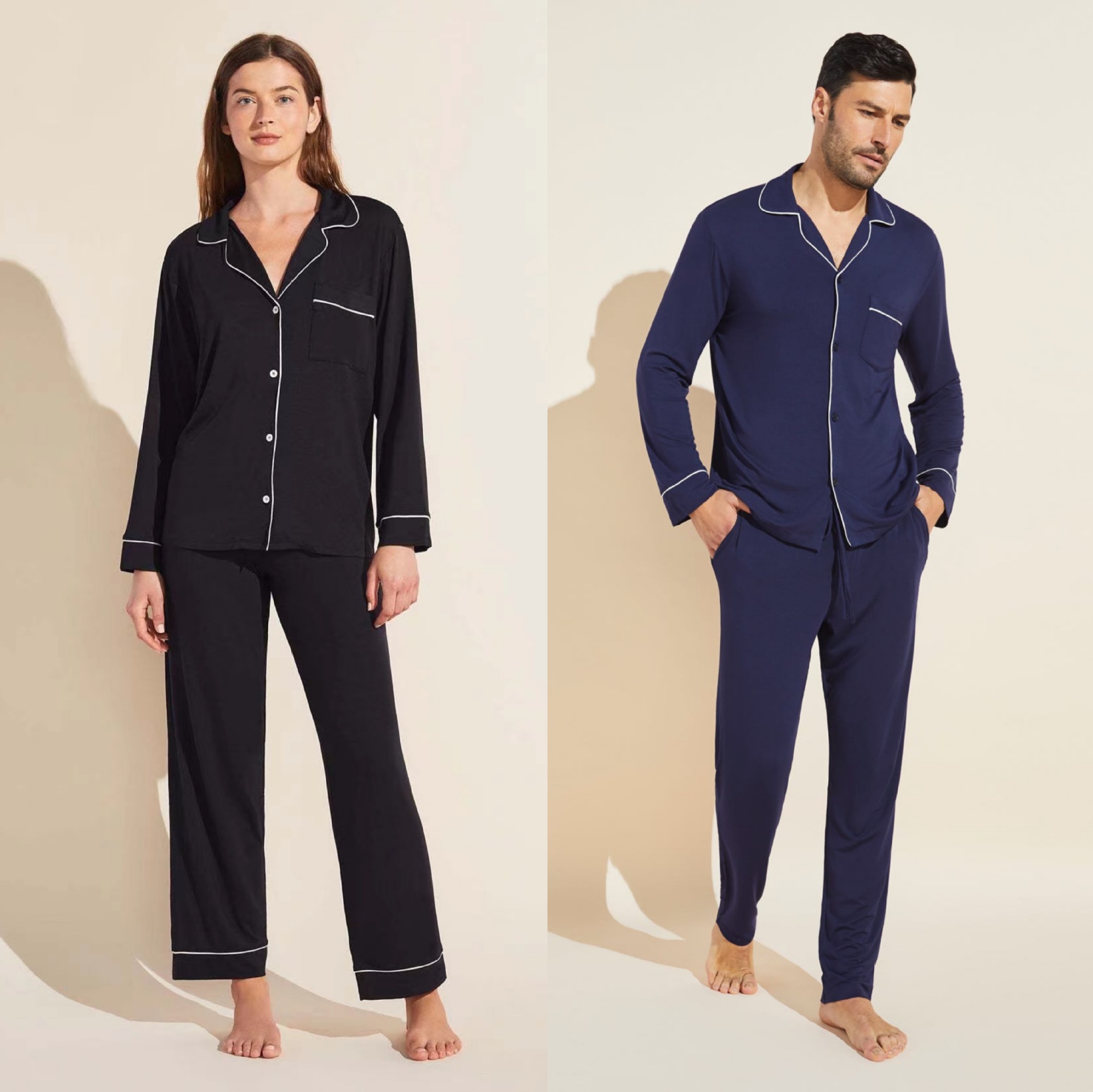 Men's French-style Long-sleeve Top And Pants Set photo 1