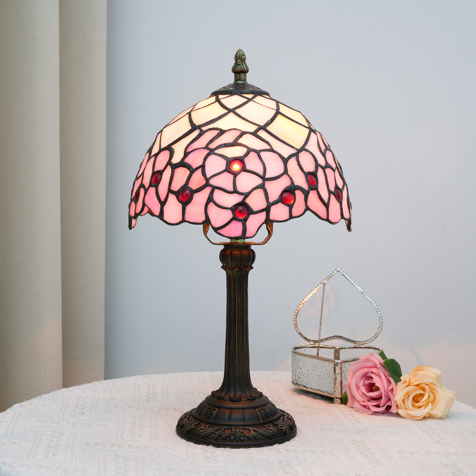 Stained Glass Bedside Desk Lamp For The Bedroom photo 1