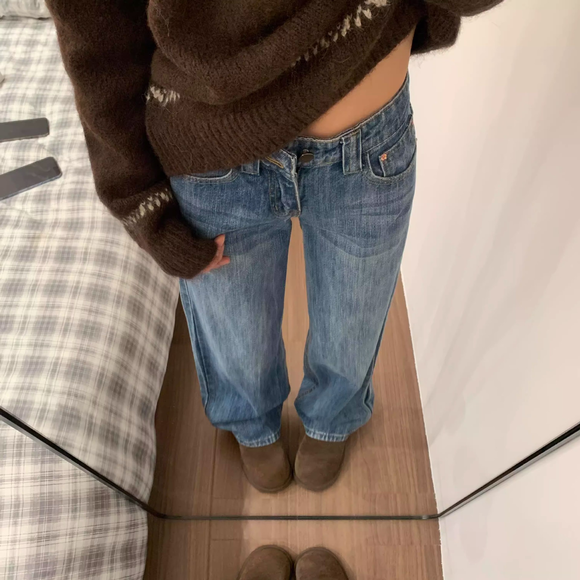 Women's Retro Striped Straight-leg Jeans photo 1