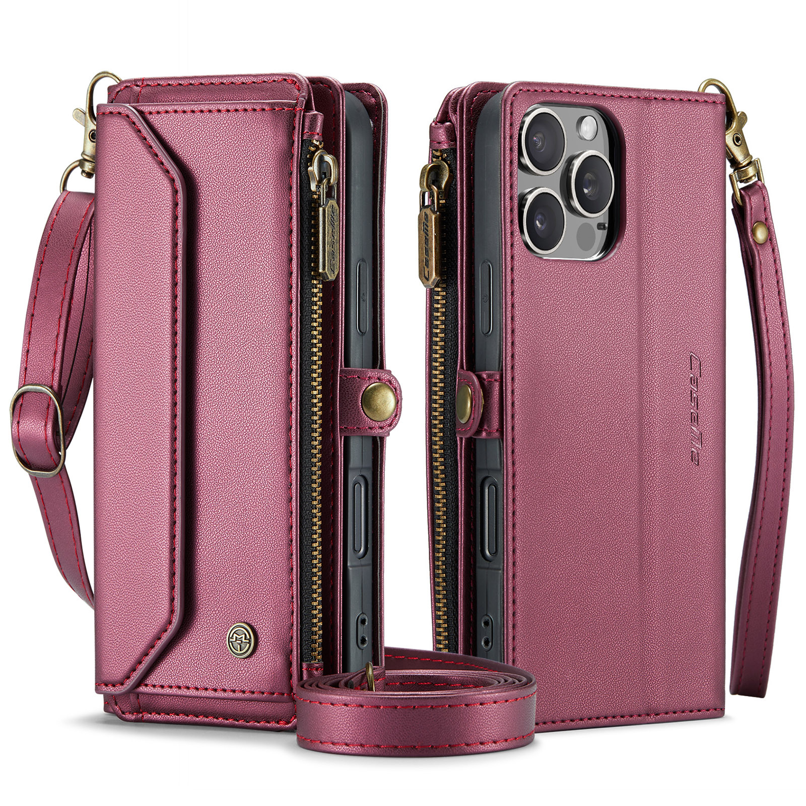 Multifunctional Solid-color Zippered Wallet Phone Case photo 6