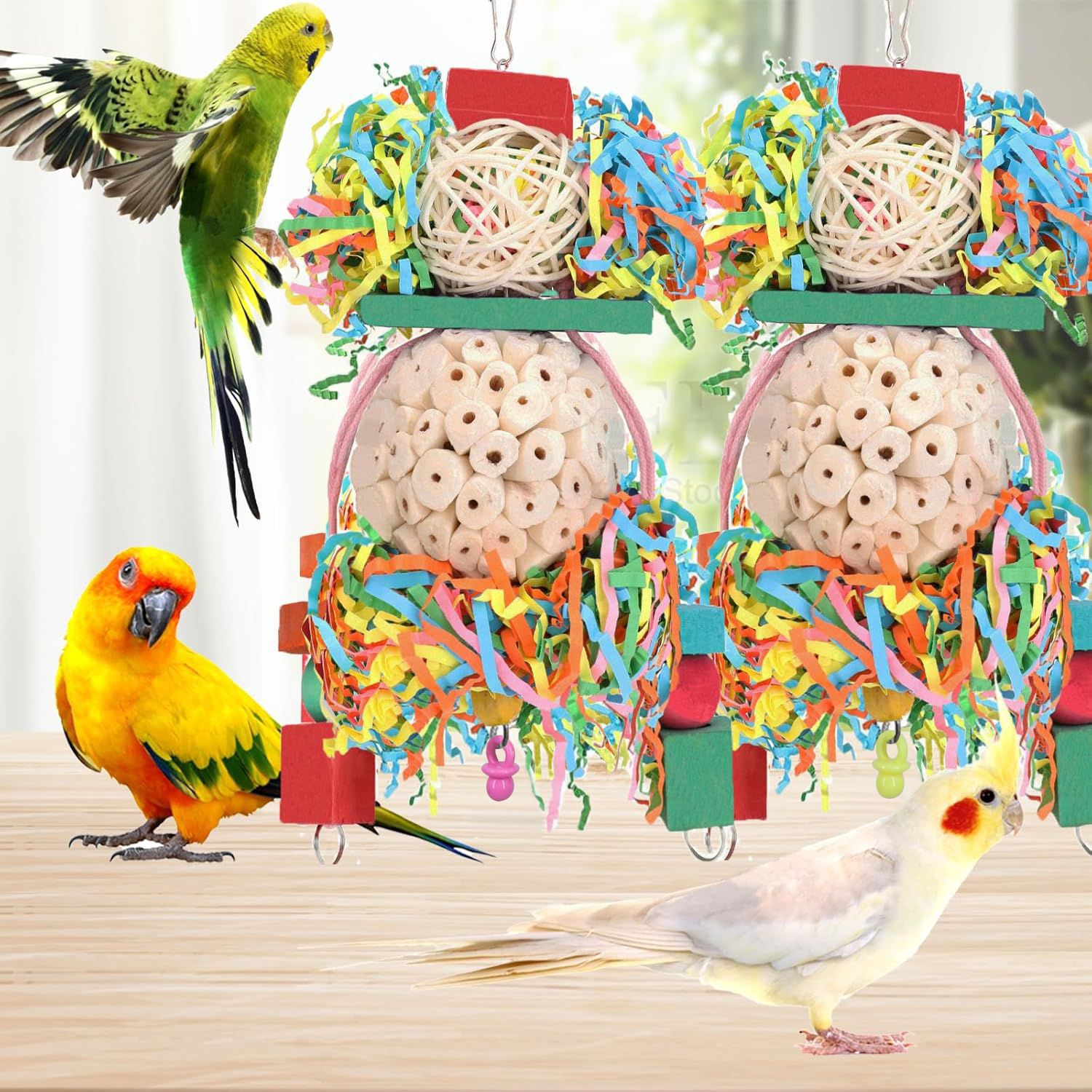 Parrot Toys Straw Ball Wooden Bird Cage Accessories photo 1