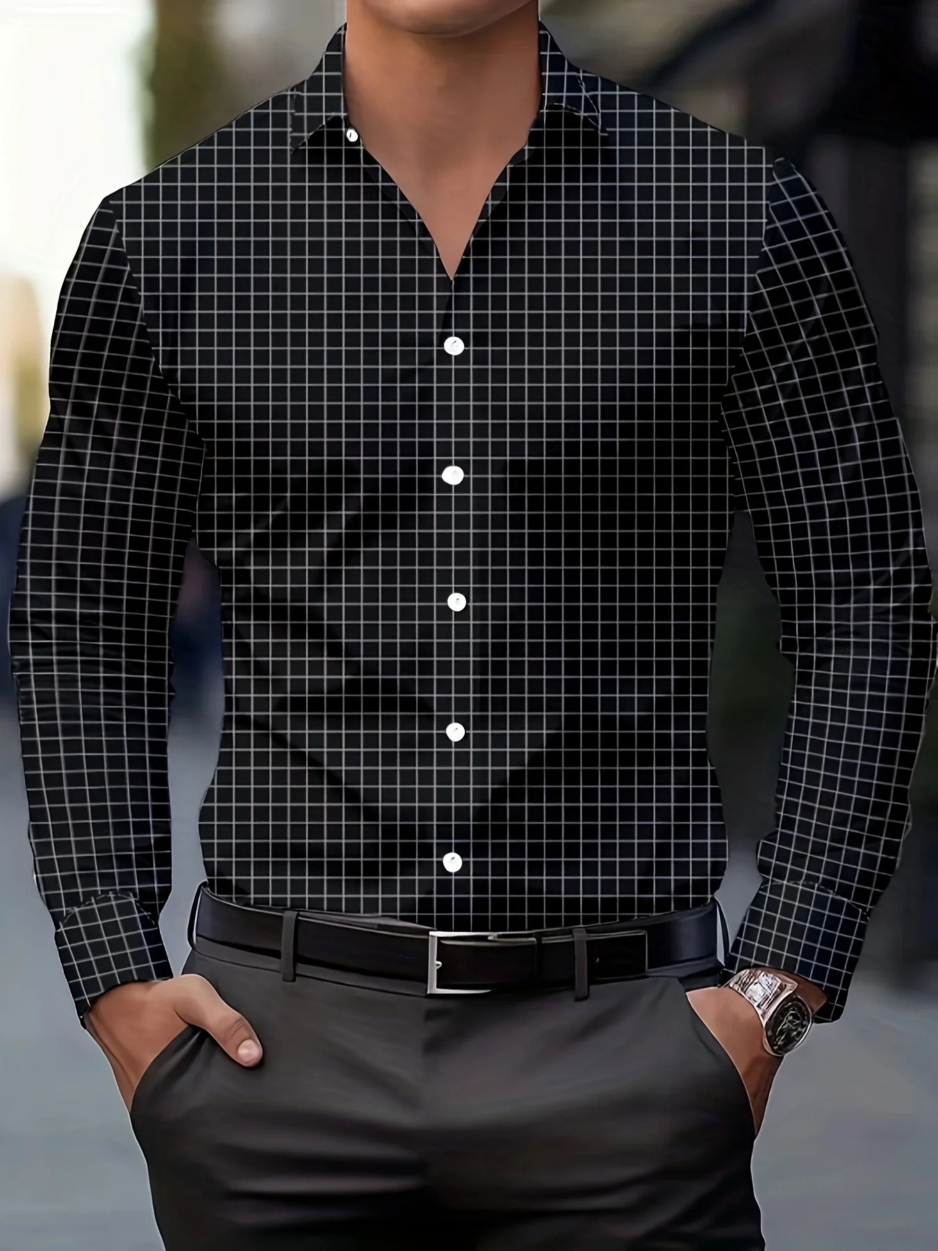 Autumn Men's Loose 3D Striped Shirt photo 4