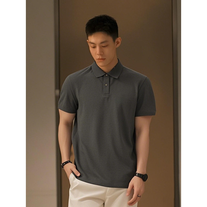 Summer-cool Slightly Mature American-style Lapel Straight-shoulder T-shirt photo 5