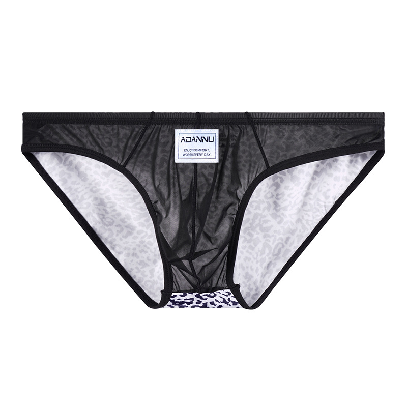 Transparent Sexy Leopard-print Mesh Mens Briefs photo 4