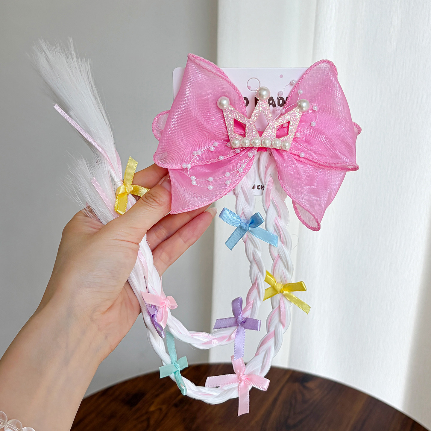 Princess Bow Ribbon Hair Clip Wig Braid photo 2