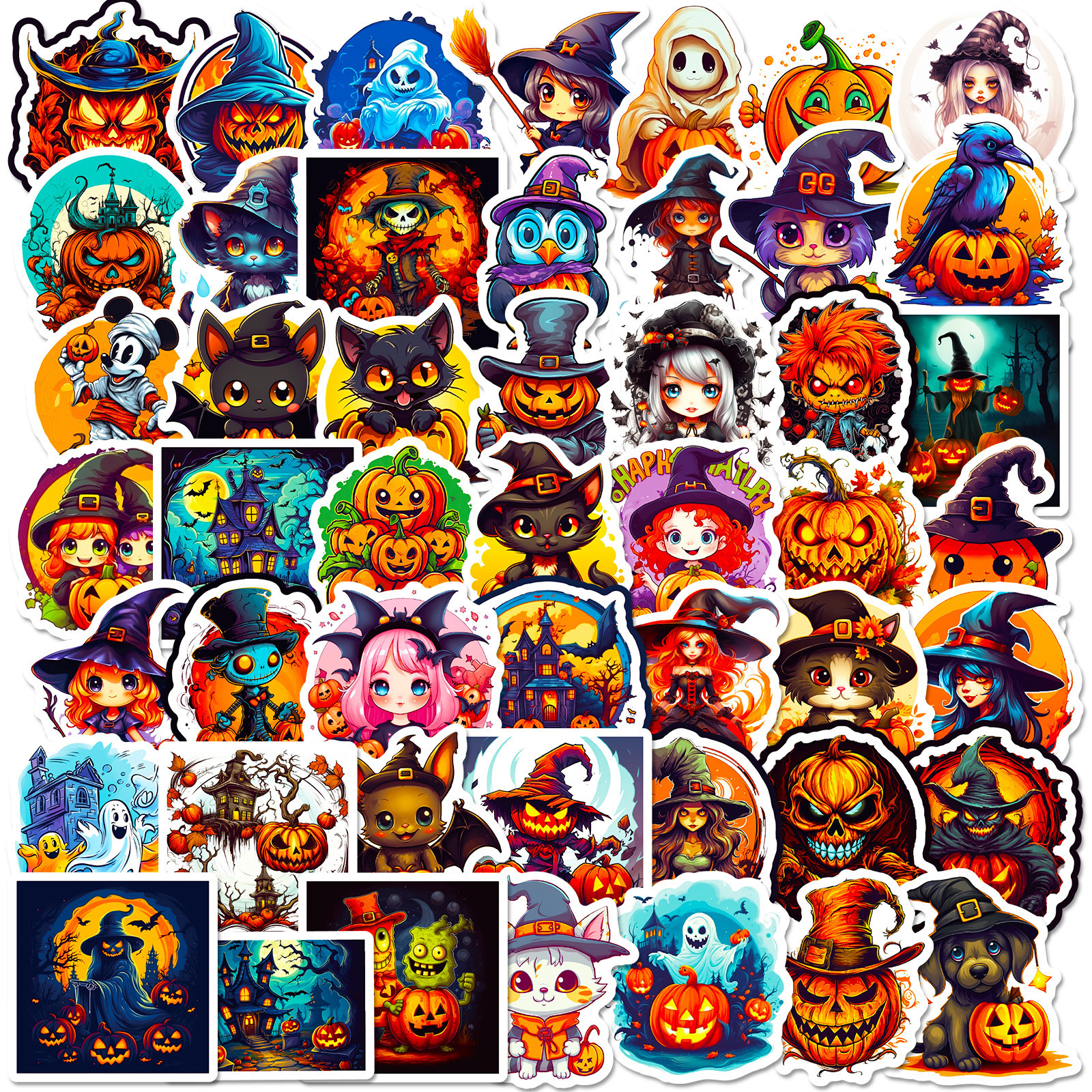 300 Cartoon Pumpkin Witch Cute Ghost Graffiti Stickers Halloween Holiday Decoration Stickers DIY Refrigerator Mobile Phone photo 5