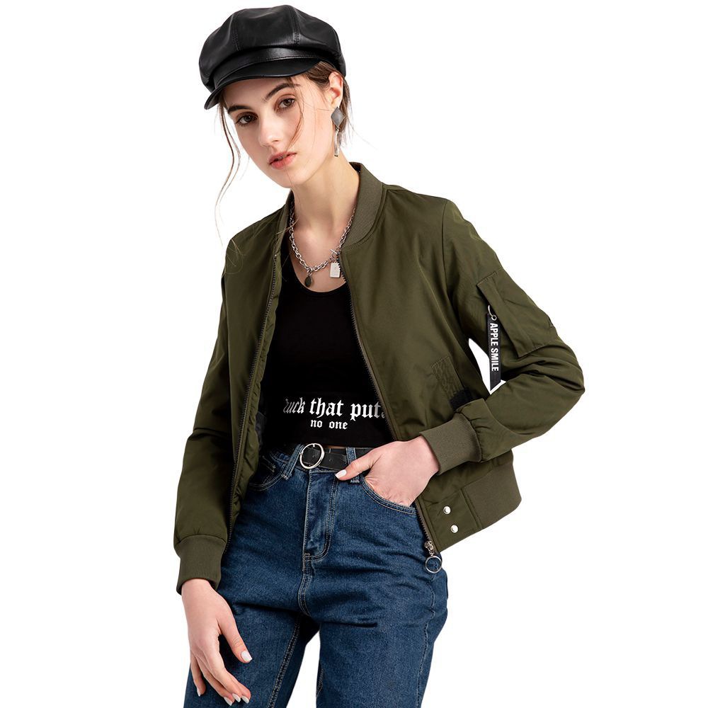 Women's Solid-Color Flight Jacket photo 2