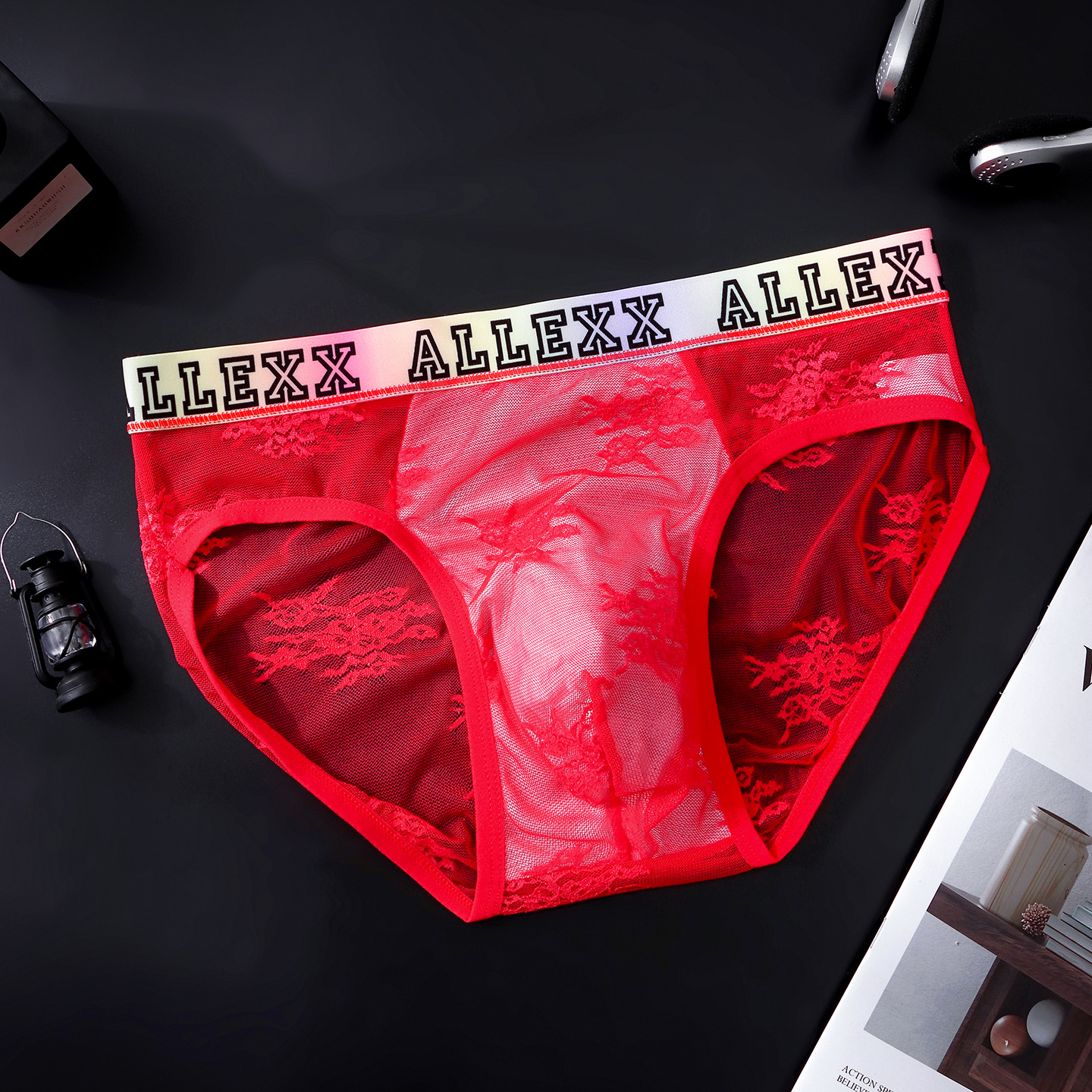 Color-Block Vibrant-Alphabet Mens Ultra-Thin Underwear photo 3