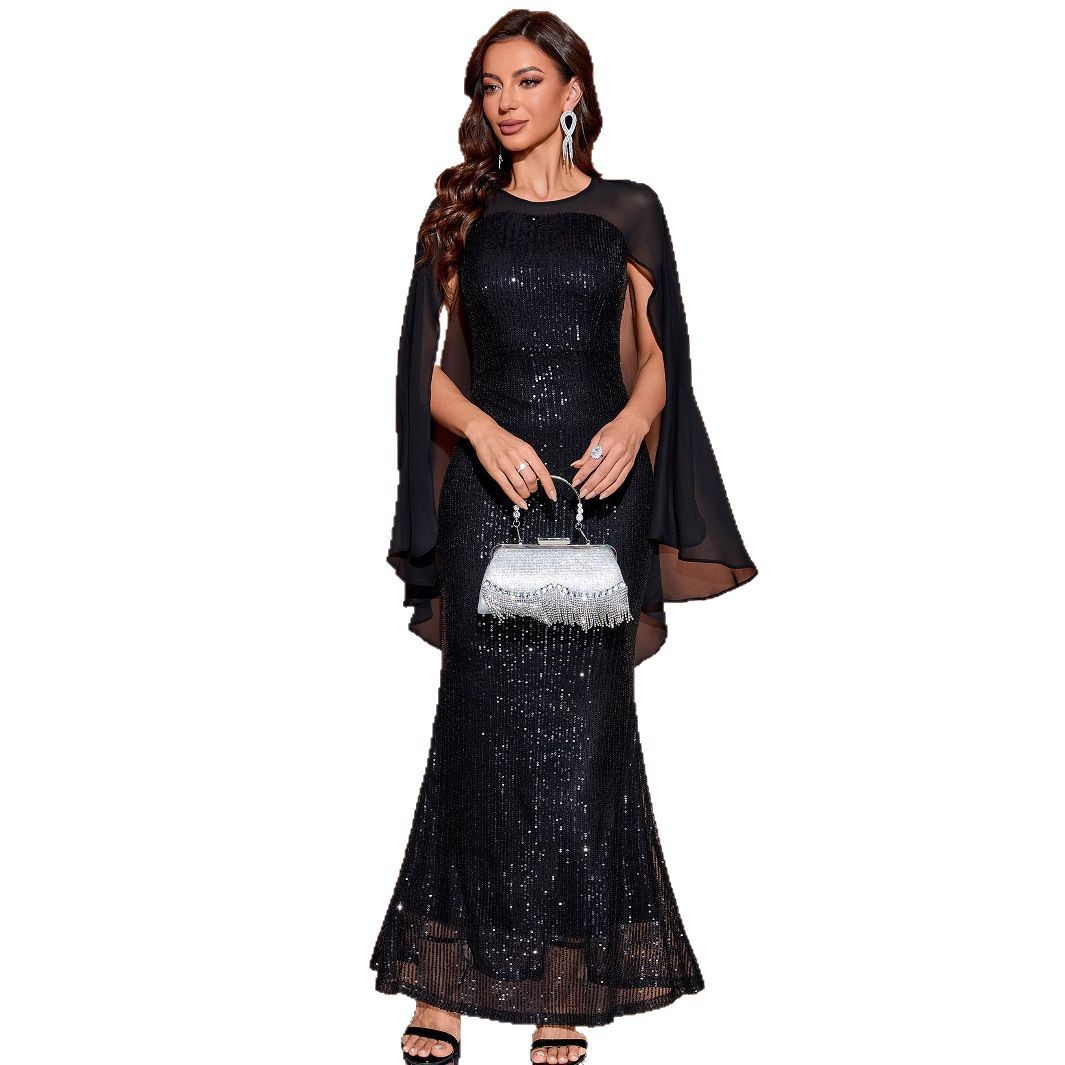 Mesh Elegant Light-luxury Sequined Mermaid Evening Gown photo 3
