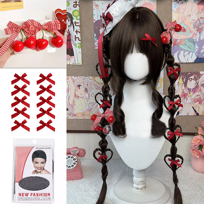 Womens Wig Wispy Bangs Long Straight Black Hair Braided Updo photo 3