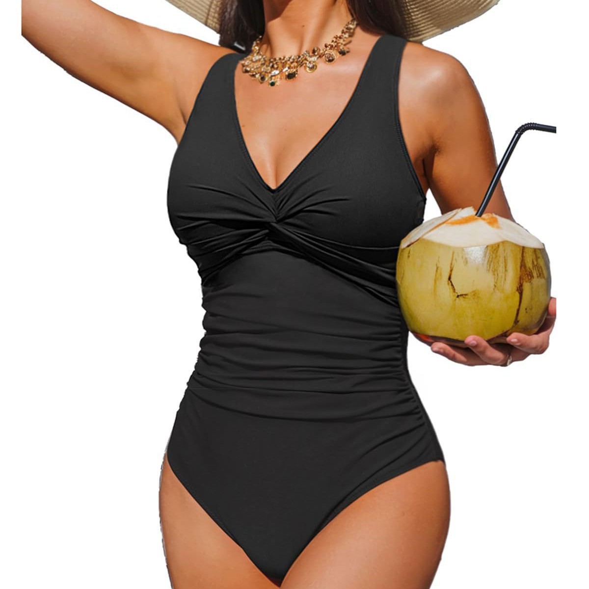 Sexy Leopard-print Solid-color Slimming One-piece Swimsuit photo 1