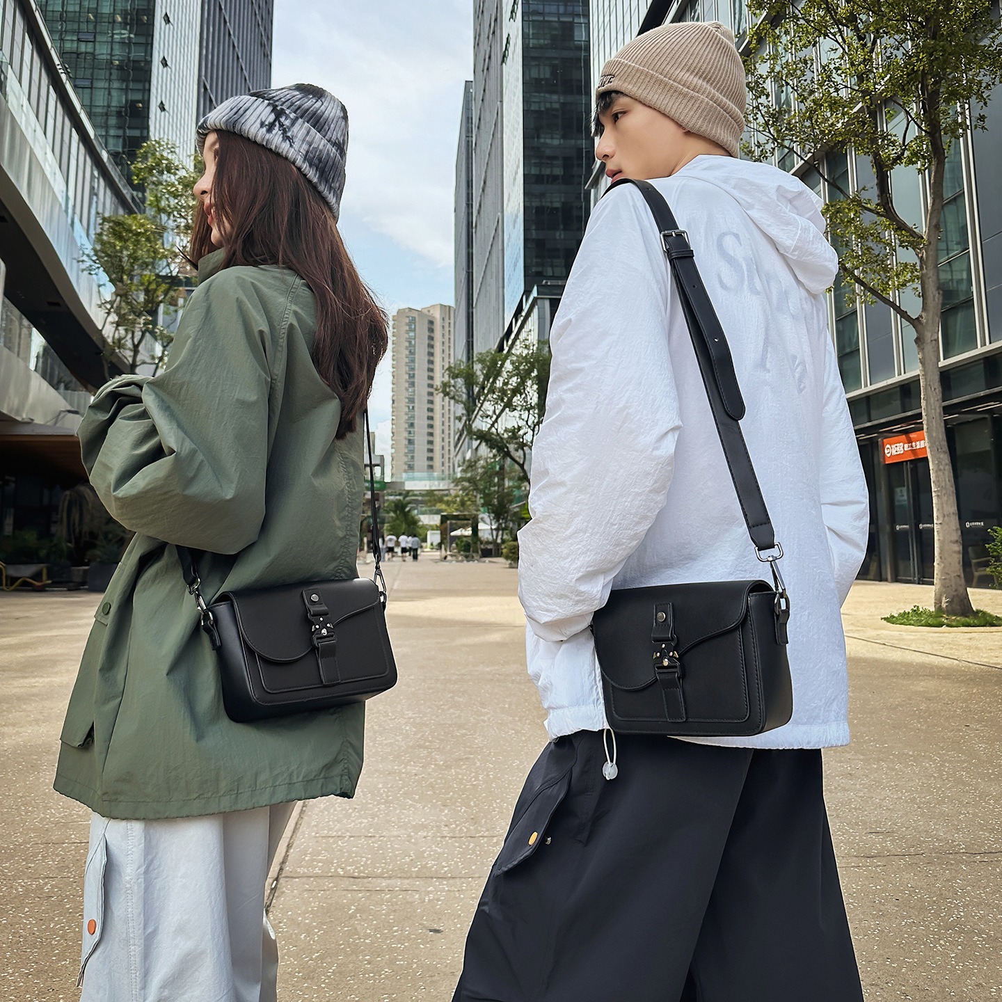 PU Leather Mini Crossbody Bag, Japanese And Korean Style, Minimalist Solid Color, Unisex photo 5