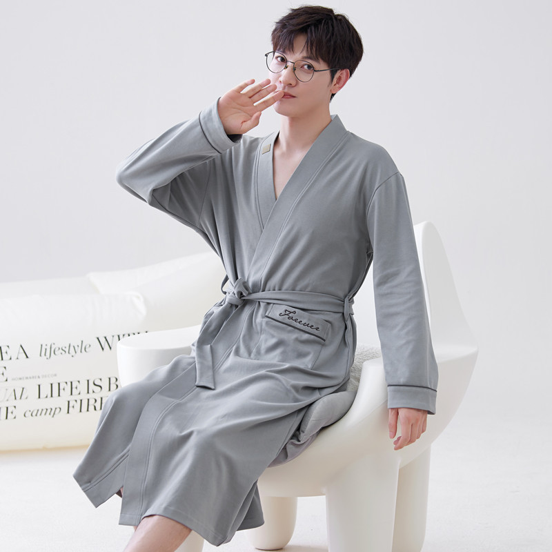 Long-sleeve Mens Home Wear Long And Thin Nightgown photo 2