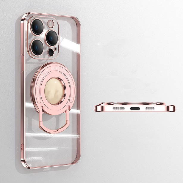 Iphone15 Pull Rod Magnetic Suction Phone Case Electroplating 14 Invisible Bracket 13ProMax Transparent Soft Cover photo 5