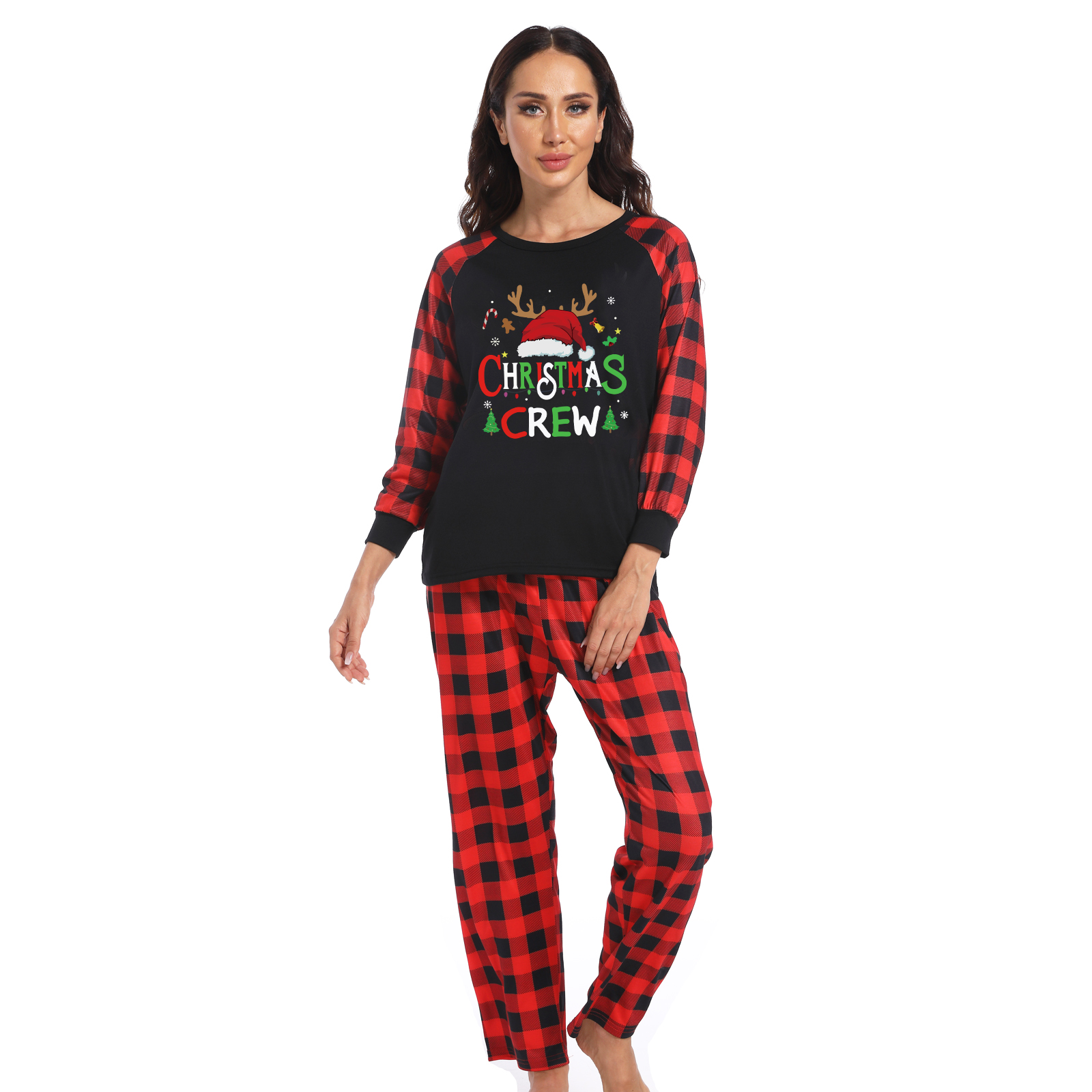 European And American Christmas Parent-child Homewear Clothes Pajamas Suit photo 3
