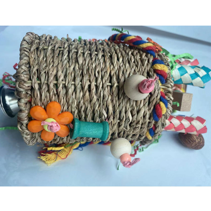 Large Parrot Halloween Shaped Chew Nut Colored Paper Grass Woven Puzzle Bird Toy photo 3