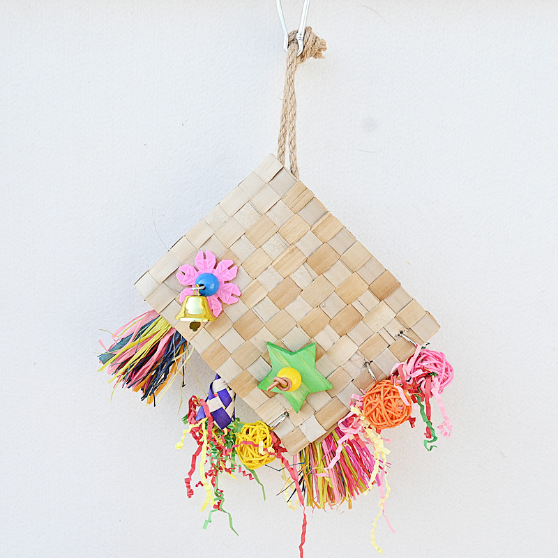 Parrot Bird Toy Palm Leaf Weaving Foraging Bag photo 1