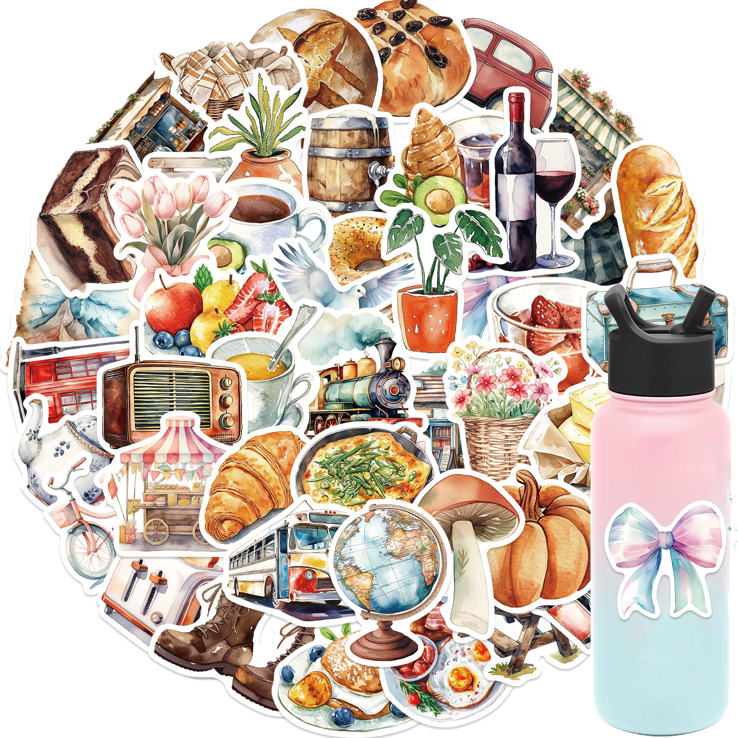 50 Cartoon Long Holiday Life Graffiti Stickers photo 3