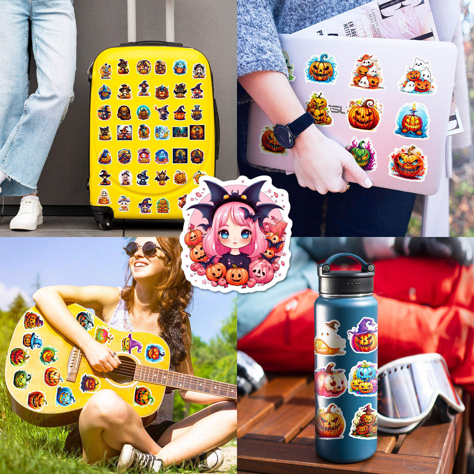 300 Cartoon Pumpkin Witch Cute Ghost Graffiti Stickers Halloween Holiday Decoration Stickers DIY Refrigerator Mobile Phone photo 1
