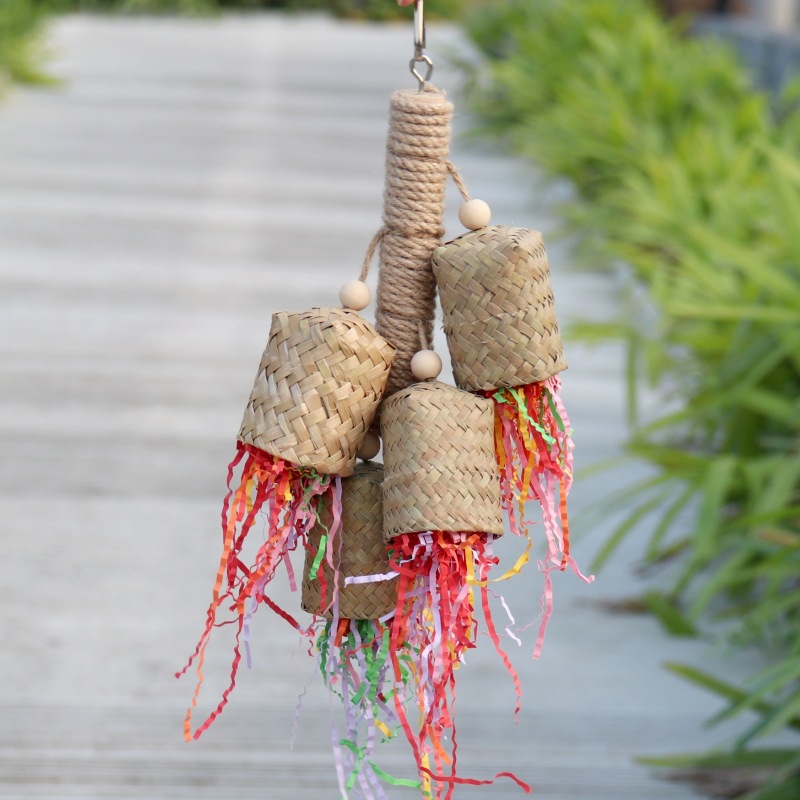Colorful Shredded Paper Biting Bird Toy photo 2