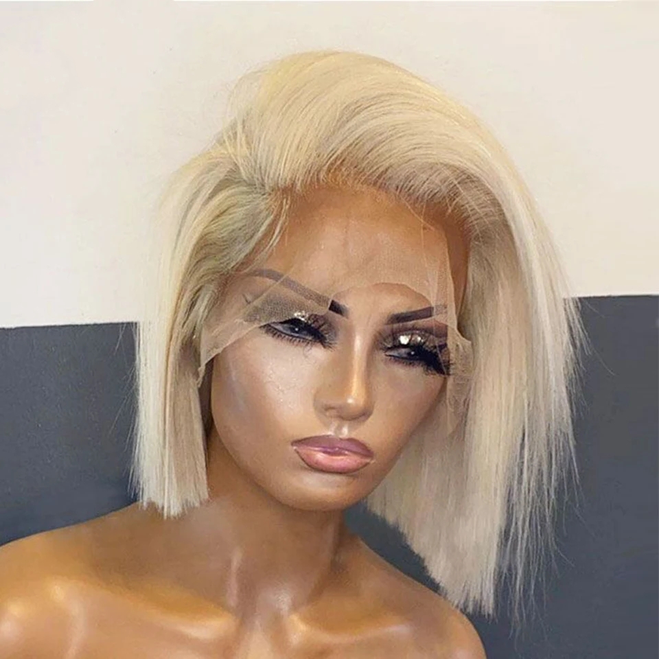 Edge Split Golden Head Dyed Brown Short Straight Hair Headgear photo 1
