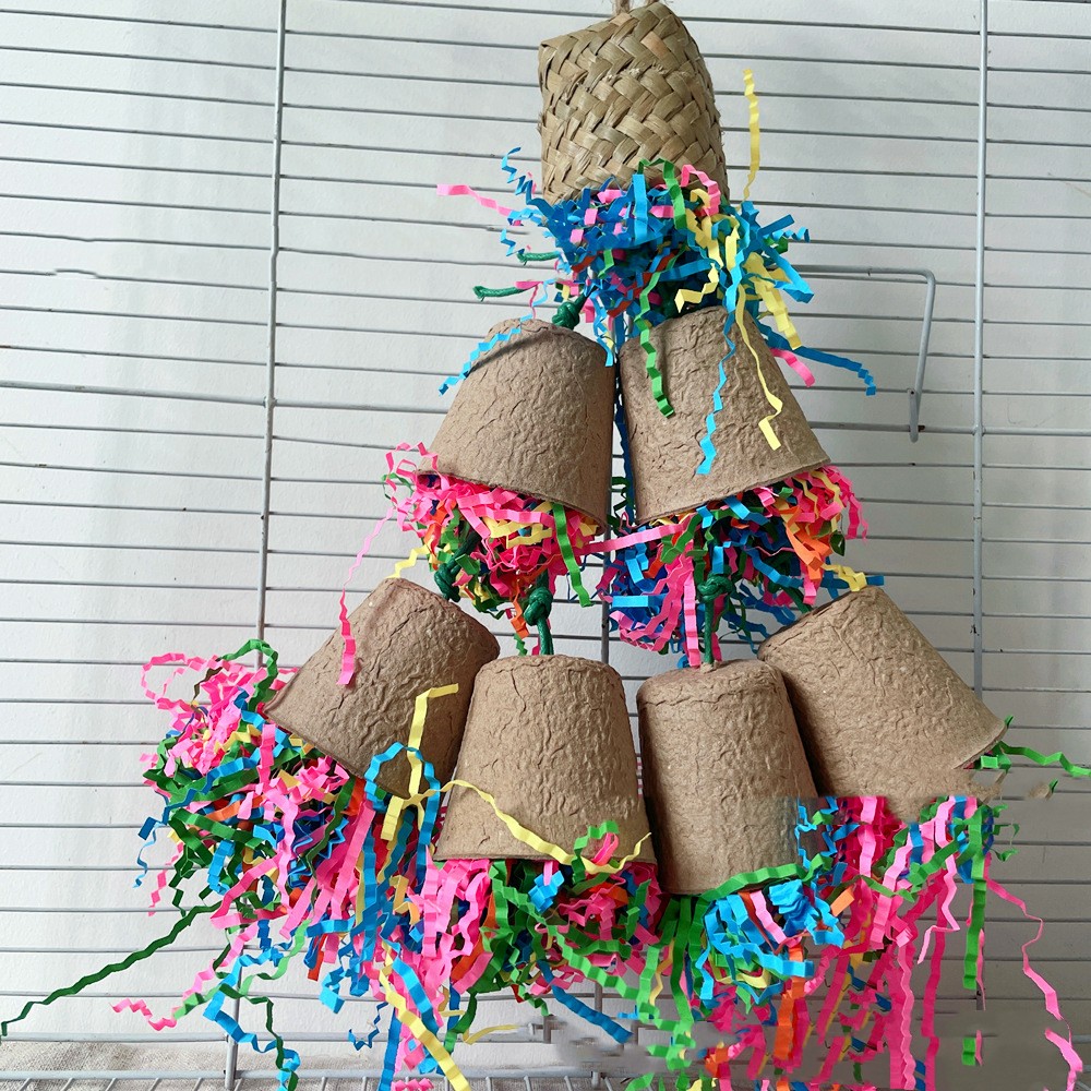 Parrot Paper Cup Palm Weaving Gnawing Toy photo 3