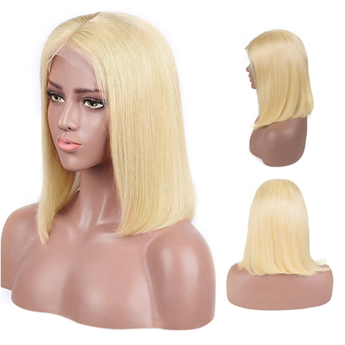 613 Blonde Bob Wig Short Straight Human Hair Wigs For Women photo 5