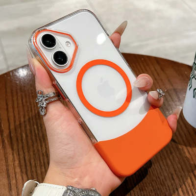 Phone Case Magnetic Up And Down Plug AF Transparent Stitching Two-color Protective Sleeve photo 8