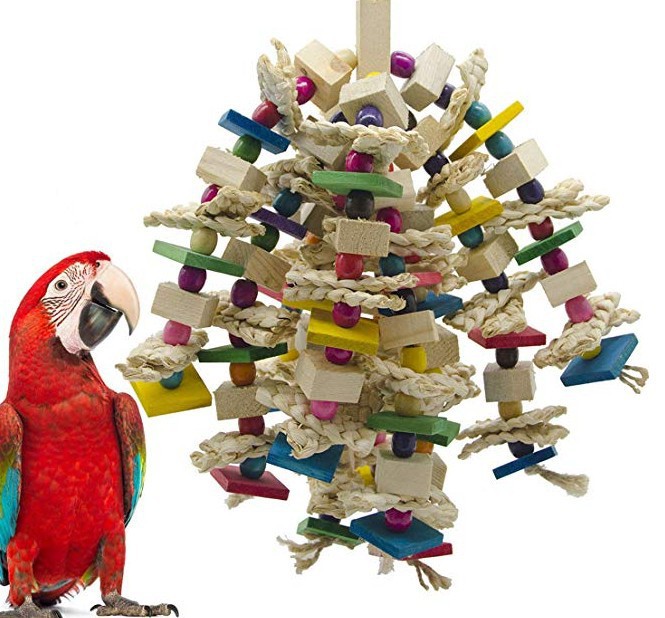 Parrots Gnaw On Toys Made Of Corn Husk And Wood photo 2